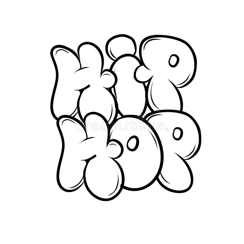 Hip hop music party illustration in graffiti style lettering logo typography for postert