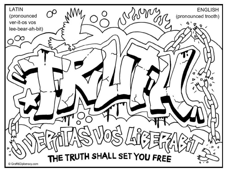 Graffiti coloring book pages graffiti words