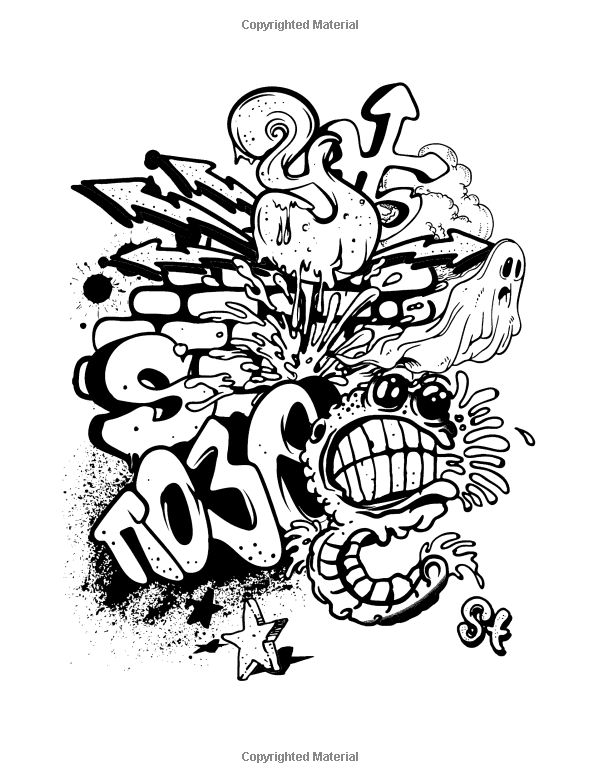 The graffiti coloring book for adults graffiti drawing detailed coloring pages funny coloring book