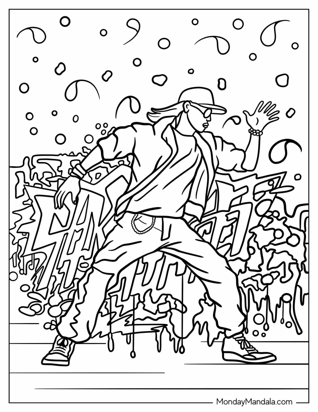 Graffiti coloring pages free pdf printables