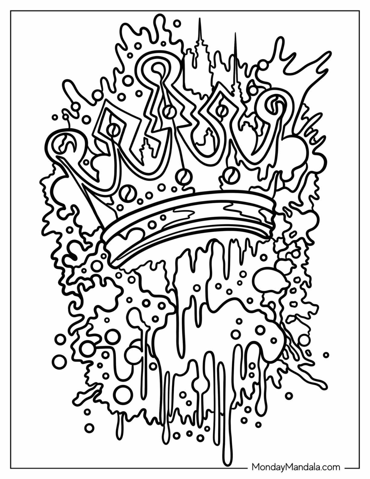 Graffiti coloring pages free pdf printables