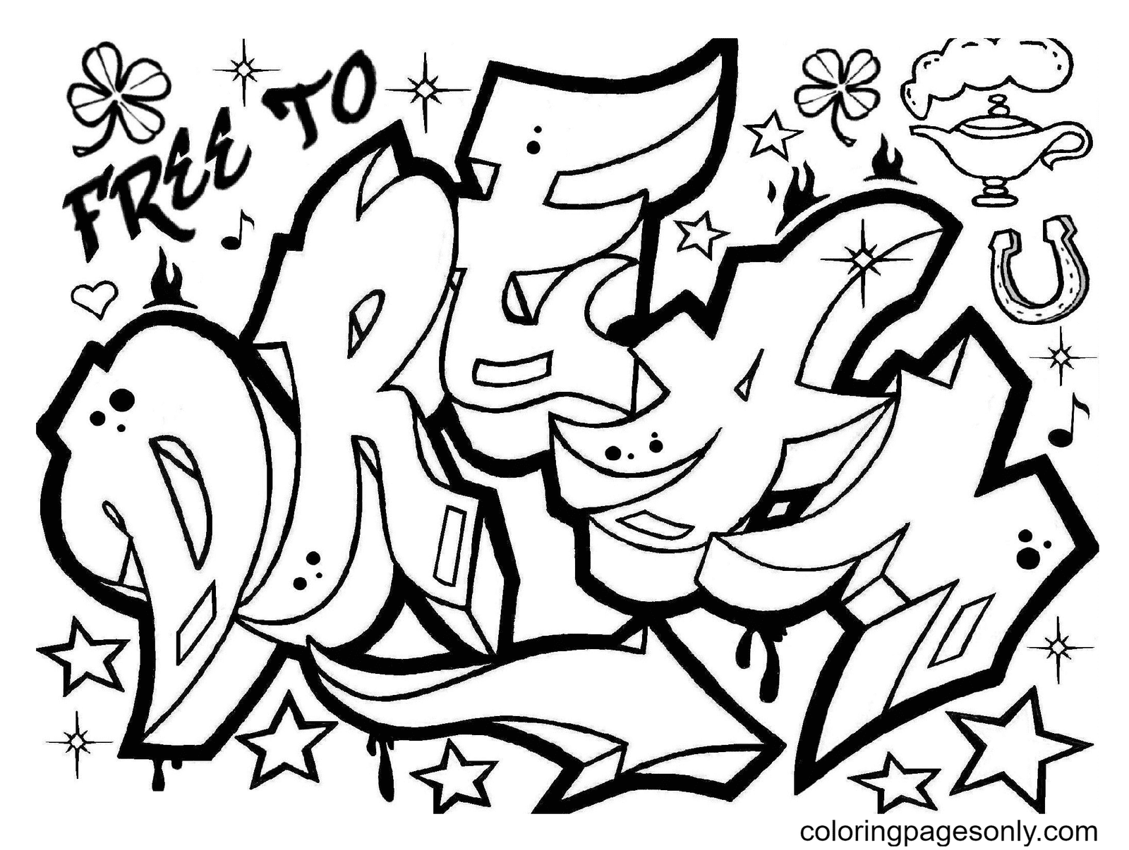 Graffiti coloring pages printable for free download