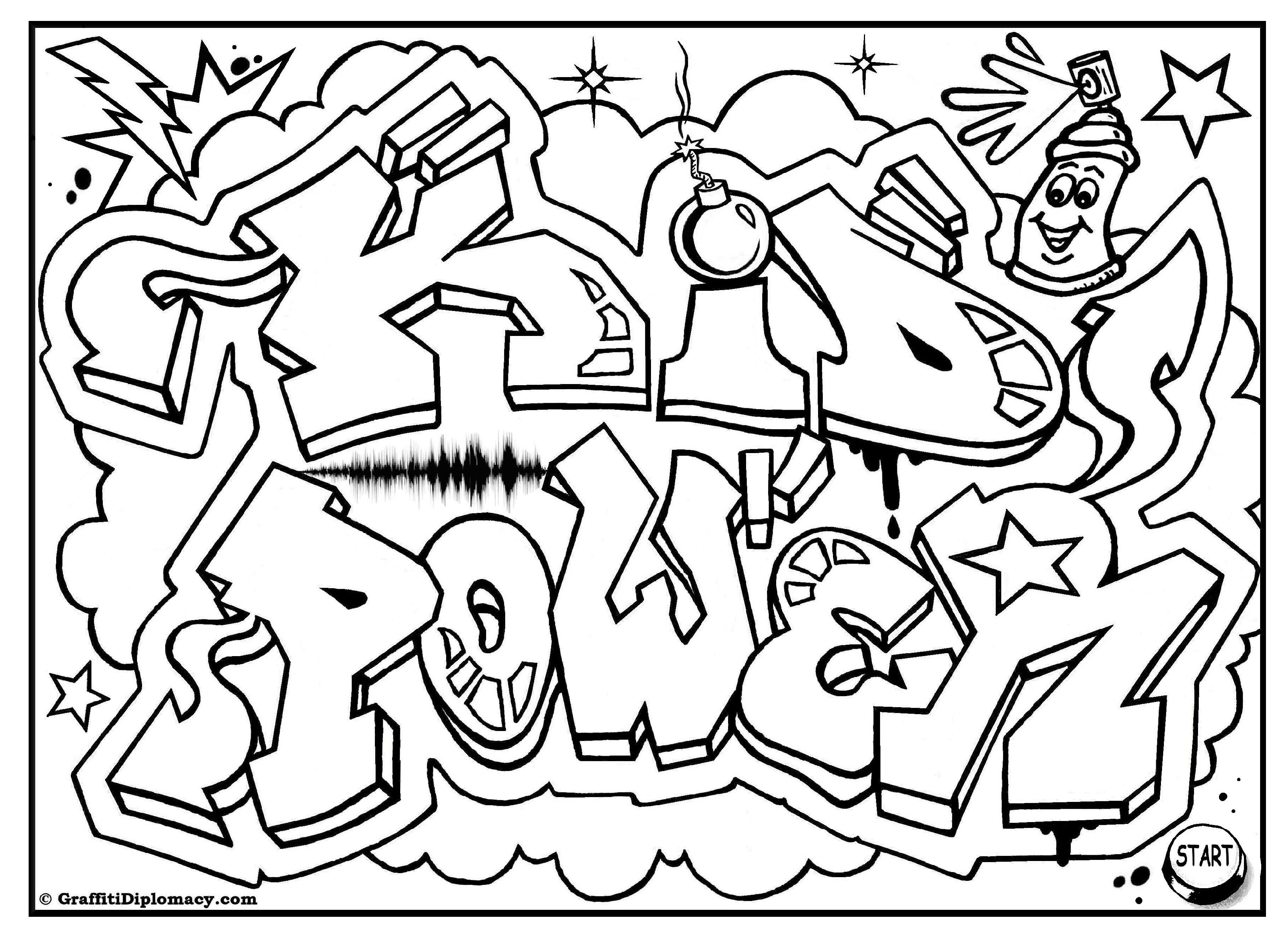 Kid power free graffiti coloring page free printable colouring sheet coloring book art book art cool coloring pages