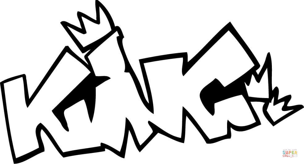 King graffiti coloring page free printable coloring pages