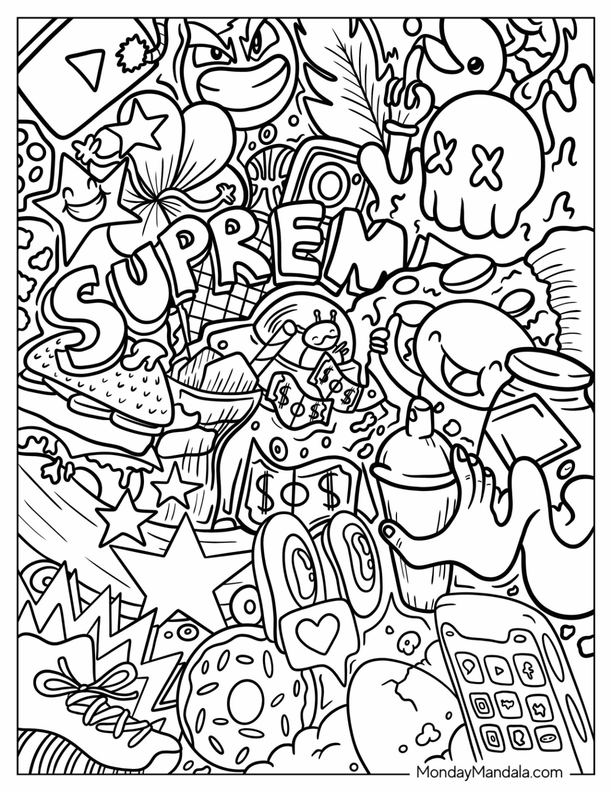 Graffiti coloring pages free pdf printables