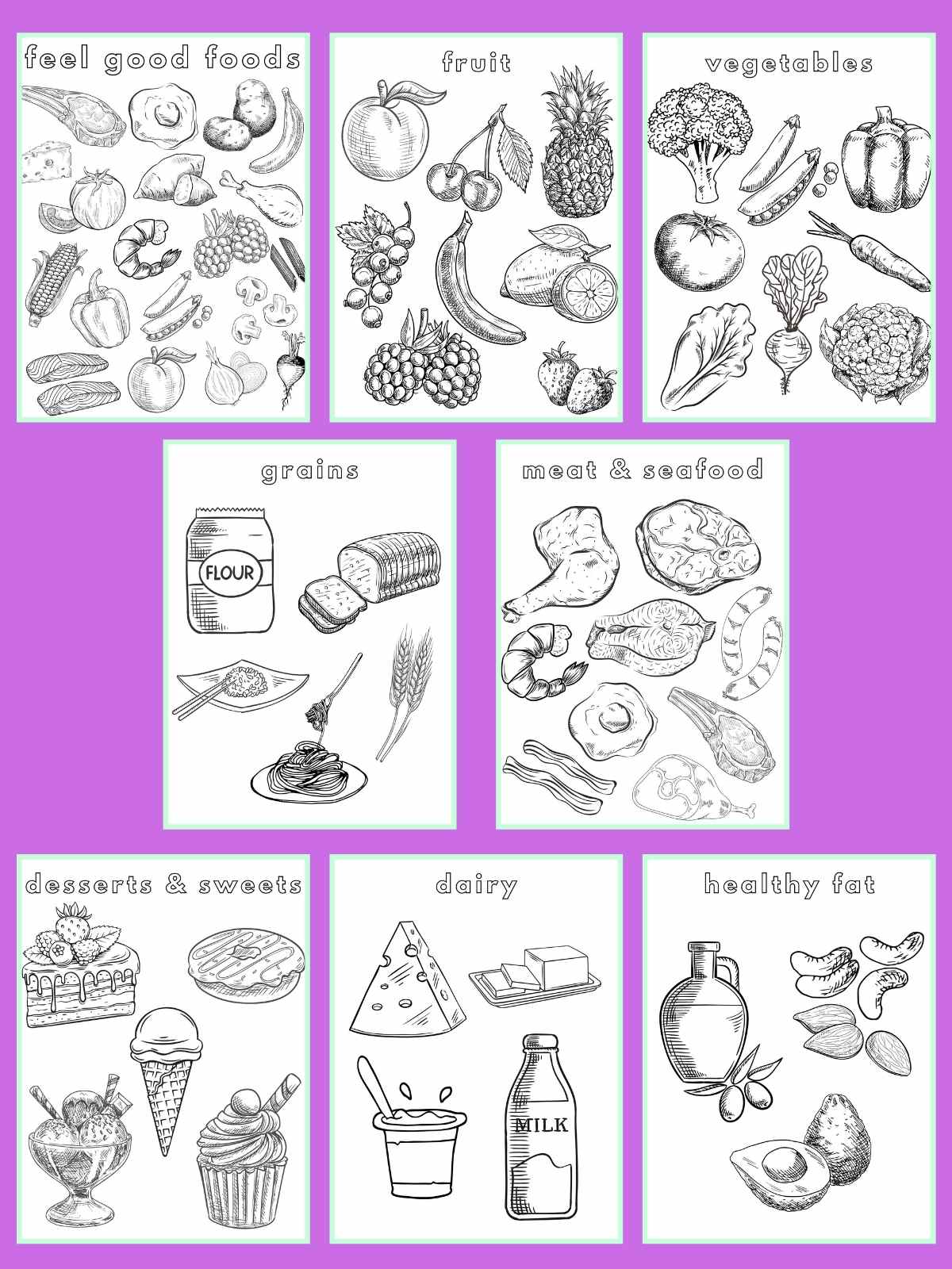 Food coloring pages by category