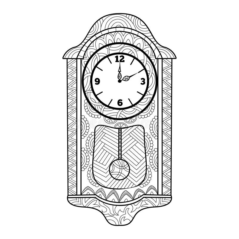 Pendulum clock coloring book for adults vector stock vector