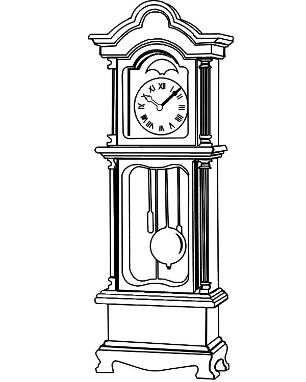 Grandfather clock beautiful fretwork coloring pages color luna clock drawings grandfather clock tattoo clock