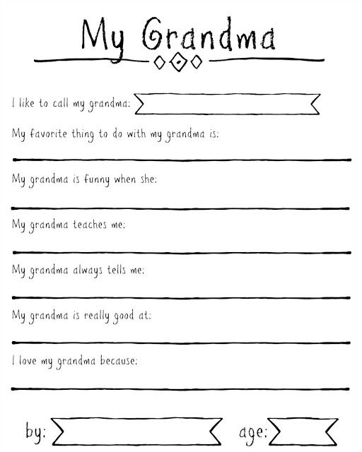 Free printable questionnaire for kids to fill out about grandma for mothers day â grandparents day crafts mothers day crafts for kids grandmas mothers day gifts