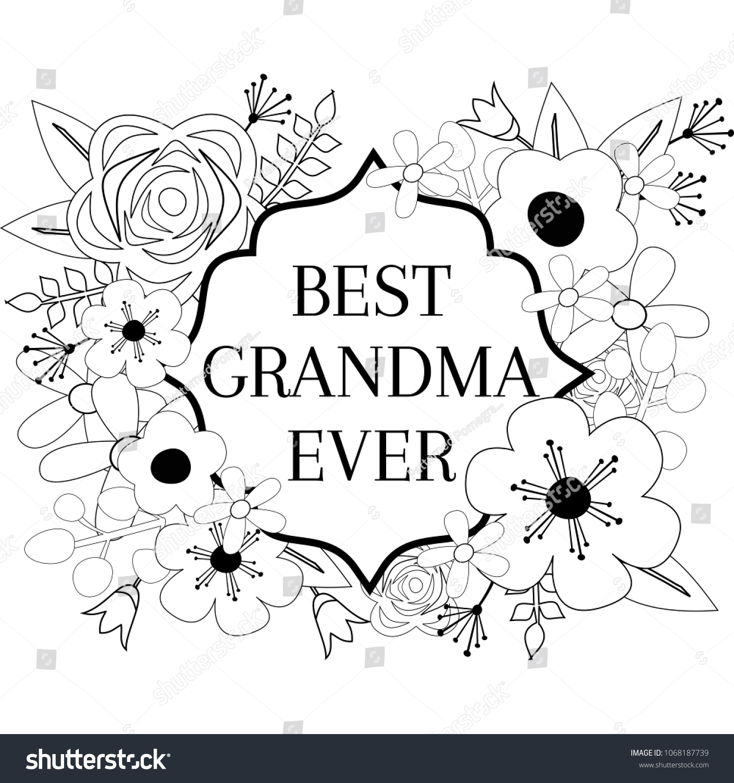 Stock vektor âbest grandma ever coloring page flowerâ bez autorskãch poplatkå