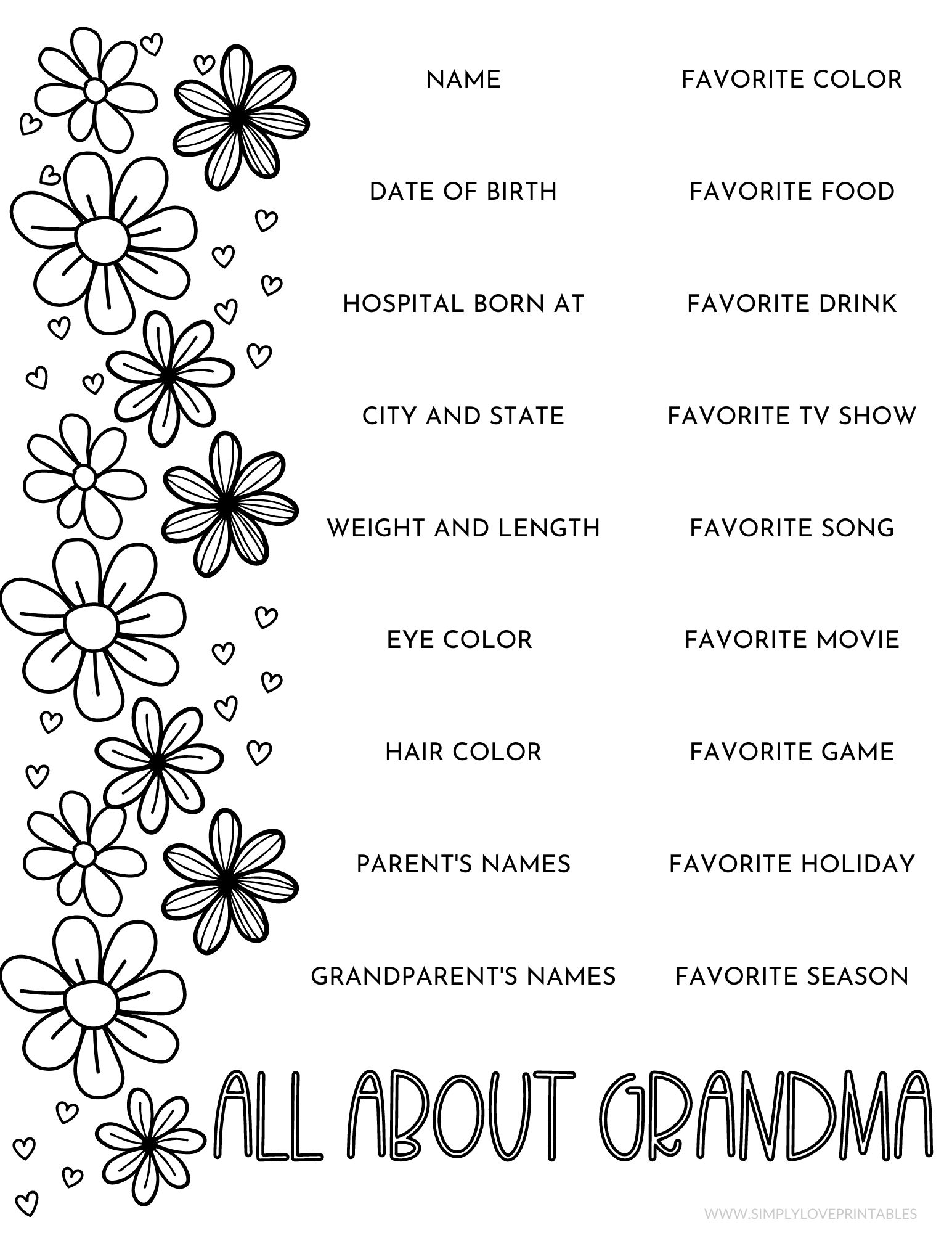 Free happy mothers day questionnaire simply love printables