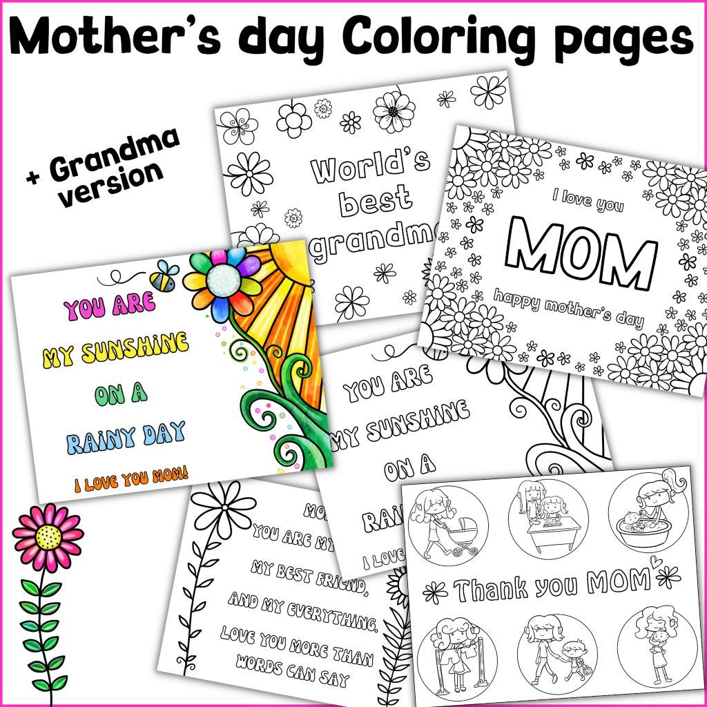 Mothers day coloring pages