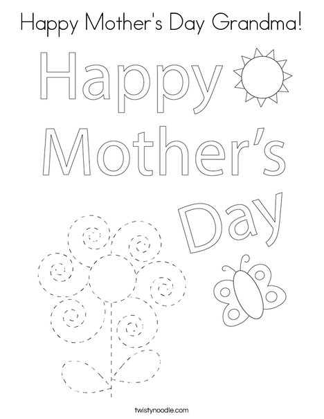 Happy mothers day grandma coloring page