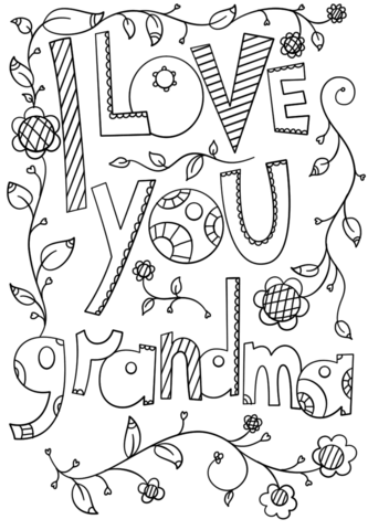 I love you grandma doodle coloring page free printable coloring pages