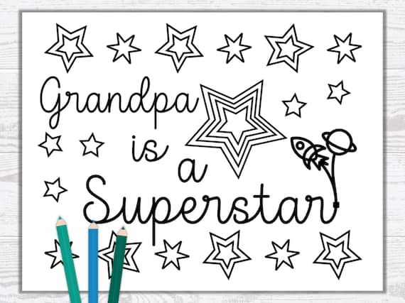 Fathers day coloring page for grandpa gifts for grandad kids coloring sheet fathers day gifts from child pdf instant download