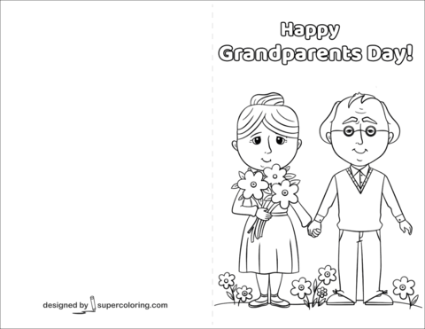 Happy grandparents day card coloring page free printable coloring pages