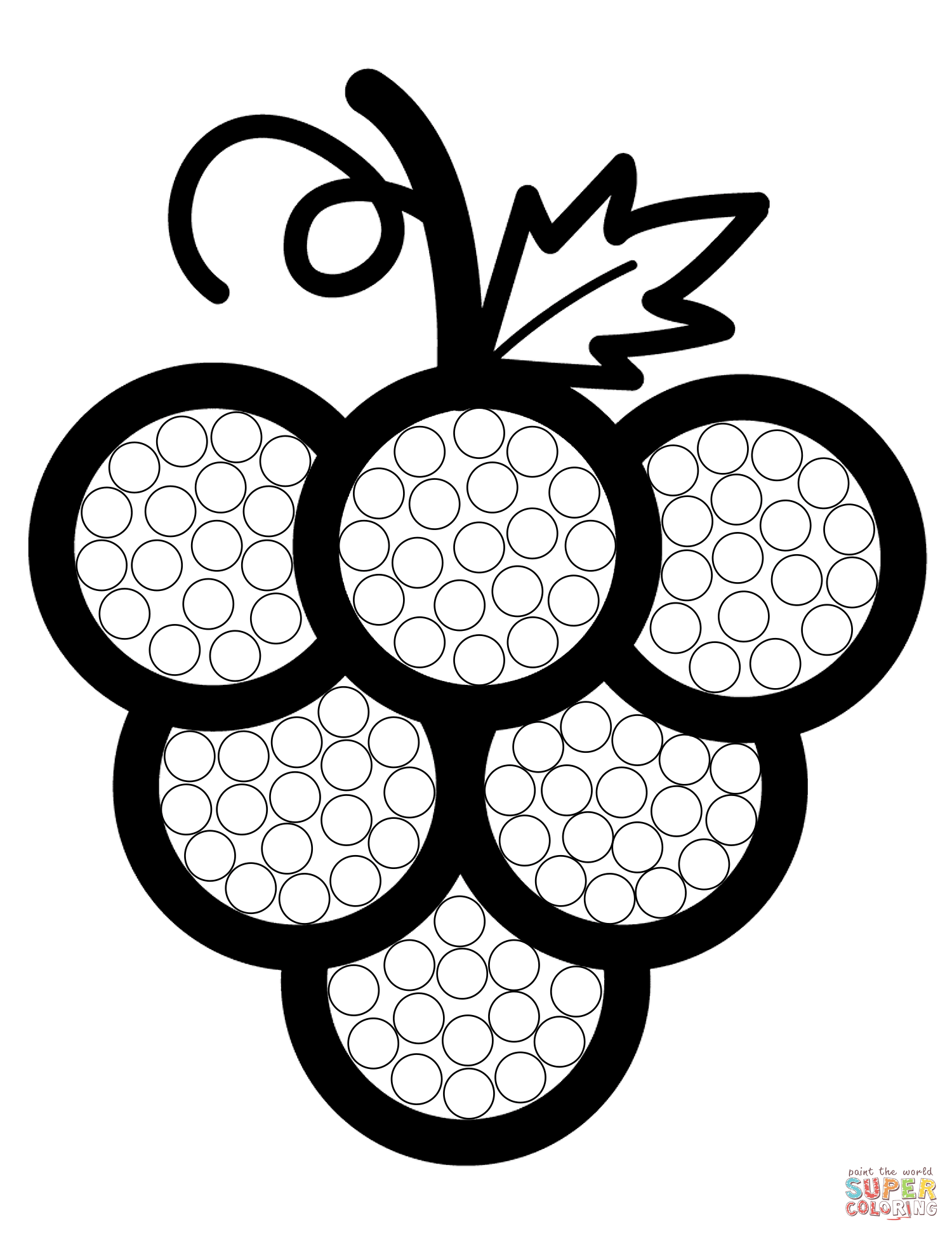 Simple grapes dot art coloring page free printable coloring pages