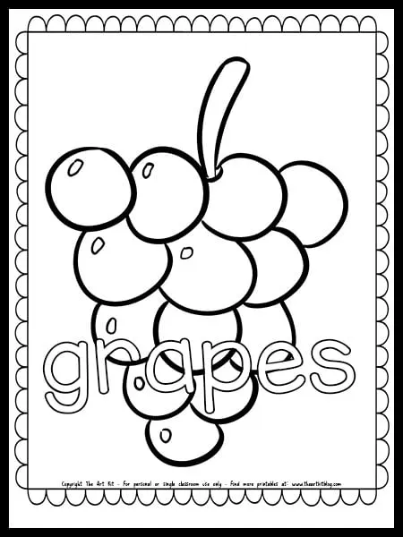 Grapes coloring page free printable â the art kit