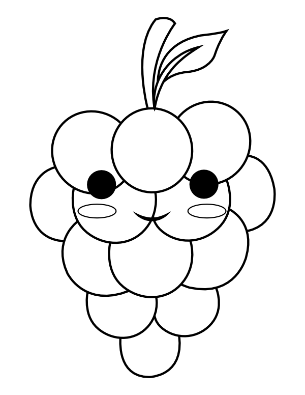 Printable kawaii grapes coloring page