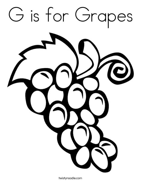 G is for grapes coloring page