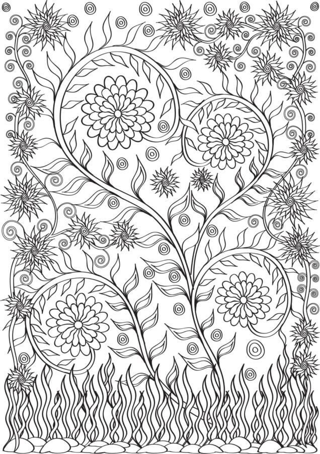 Long grass relaxing coloring page