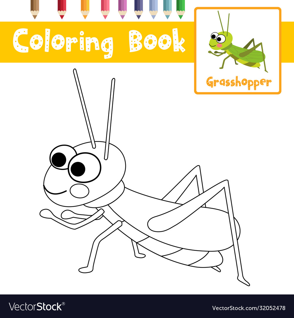 Coloring page grasshopper animal cartoon character