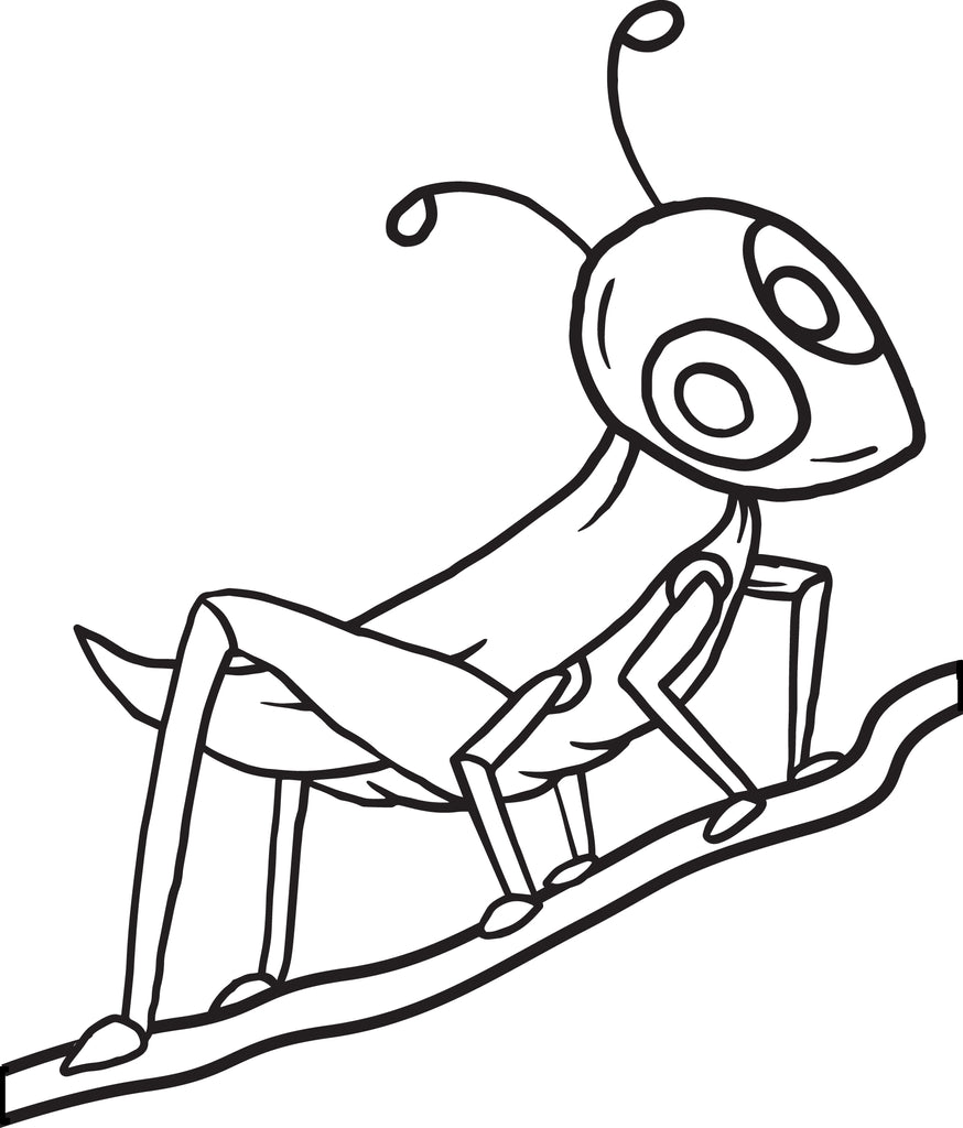 Printable grasshopper coloring page for kids â