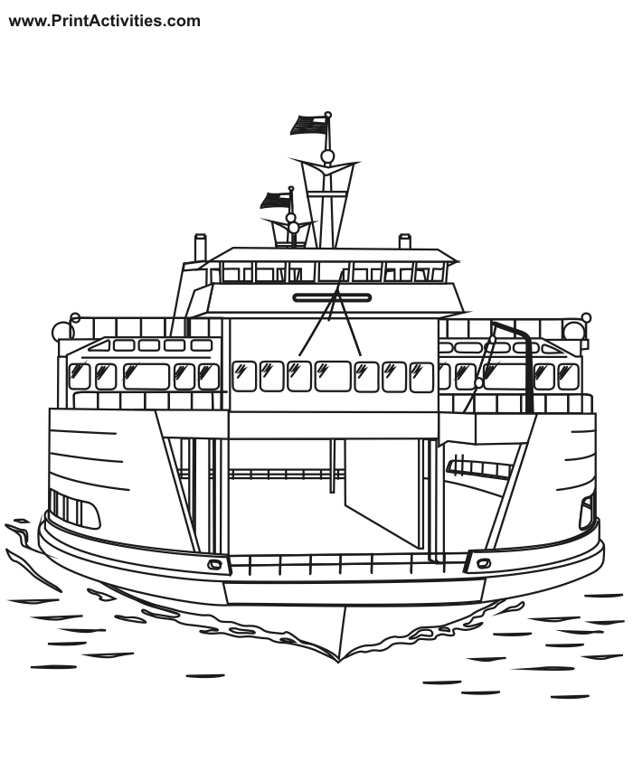 Ferry coloring page front view of ferry