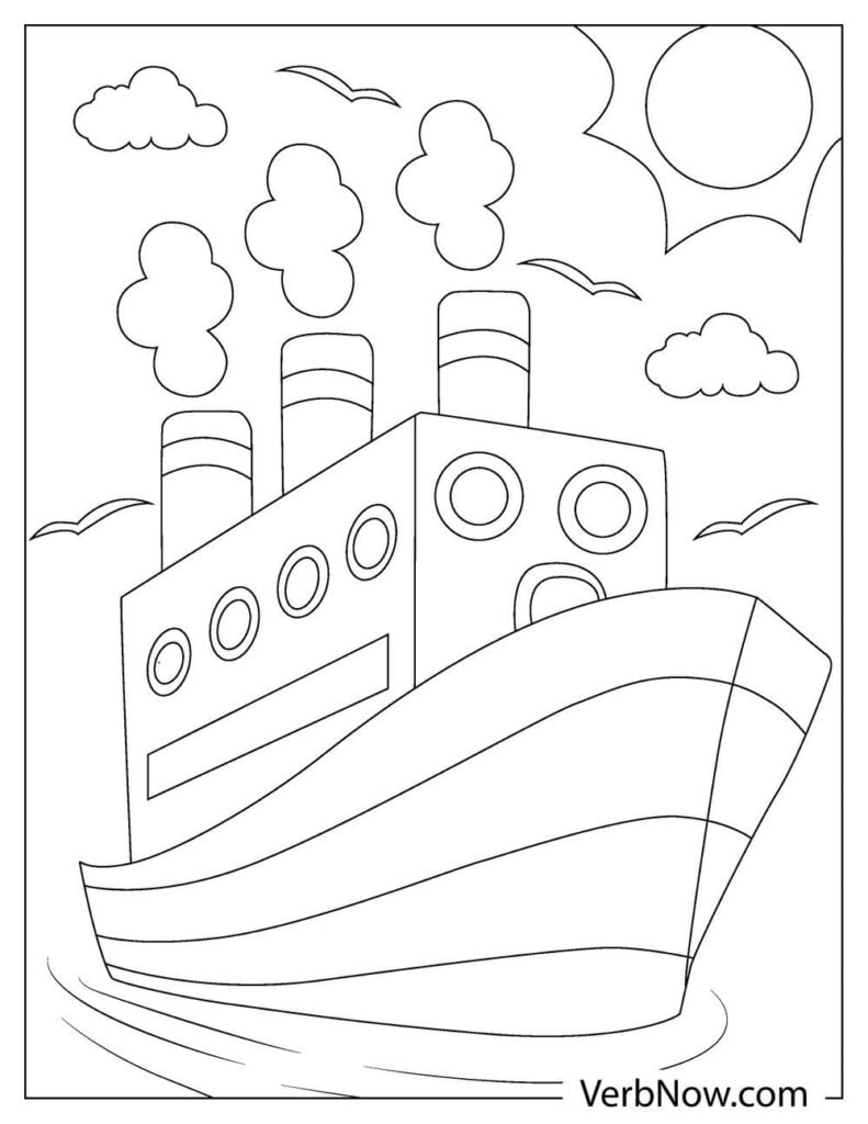 Free boat coloring pages book for download printable pdf