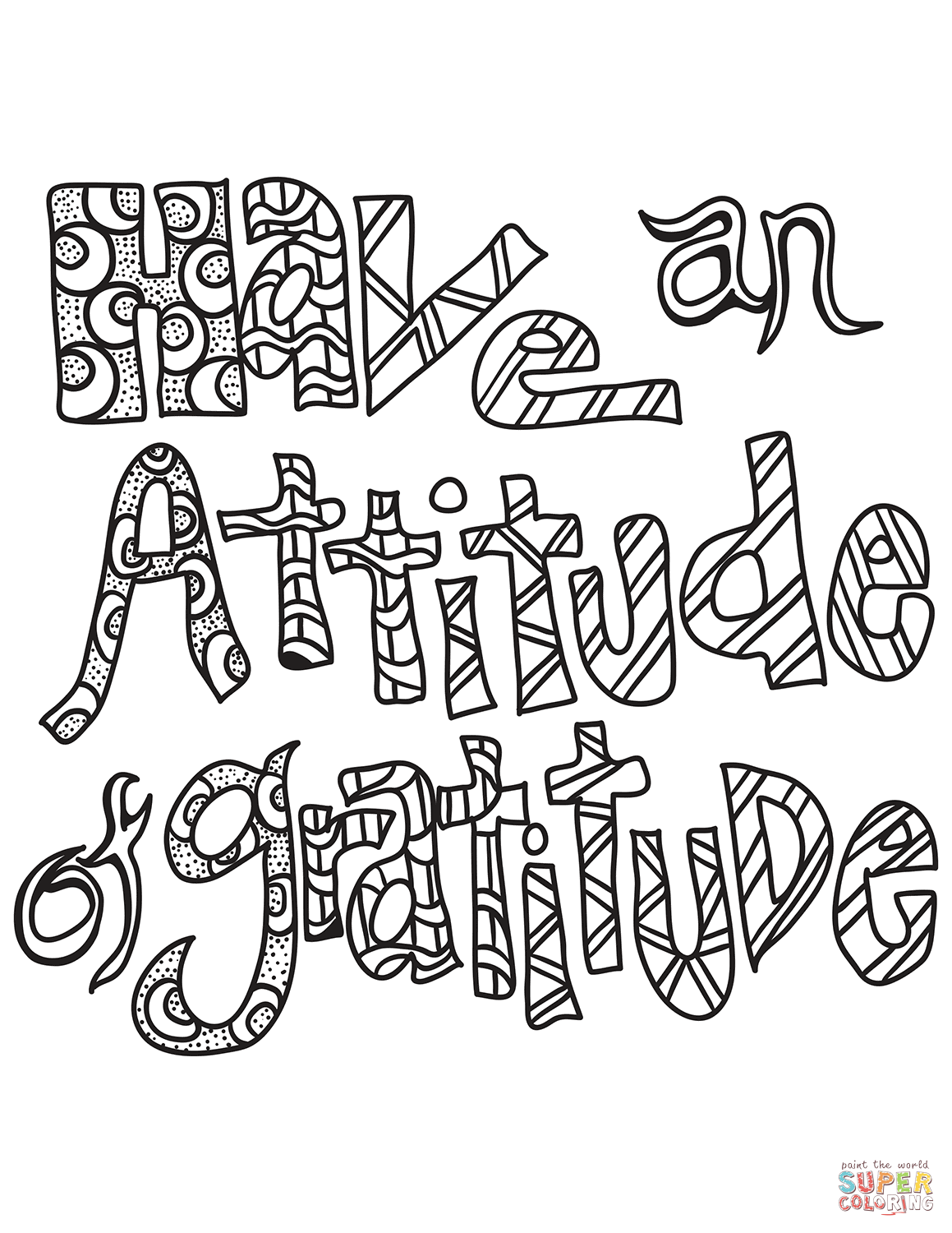 Have an attitude of gratitude coloring page free printable coloring pages