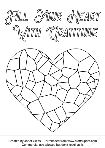 Gratitude coloring pagedigi stamp