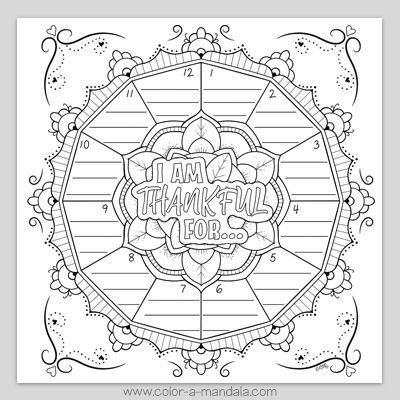 I am thankful coloring page m