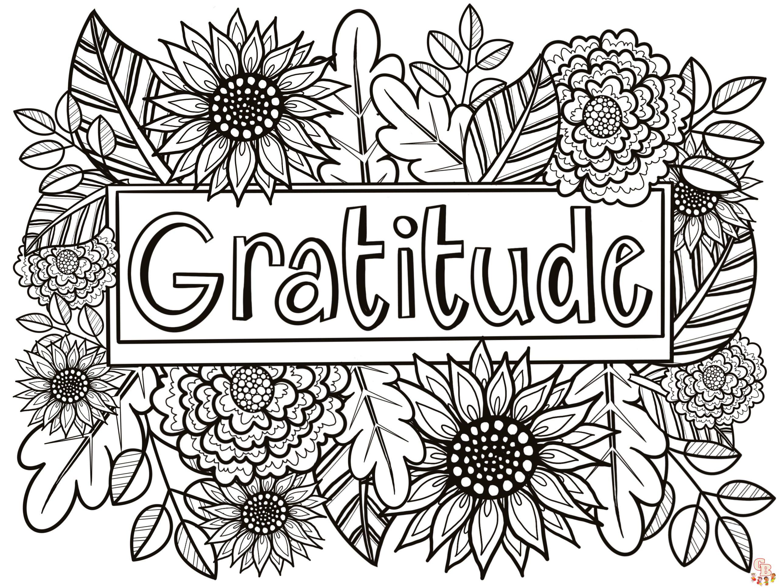 Printable gratitude coloring pages free for kids and adults