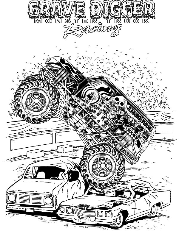 Monster jam grave digger coloring pages color luna