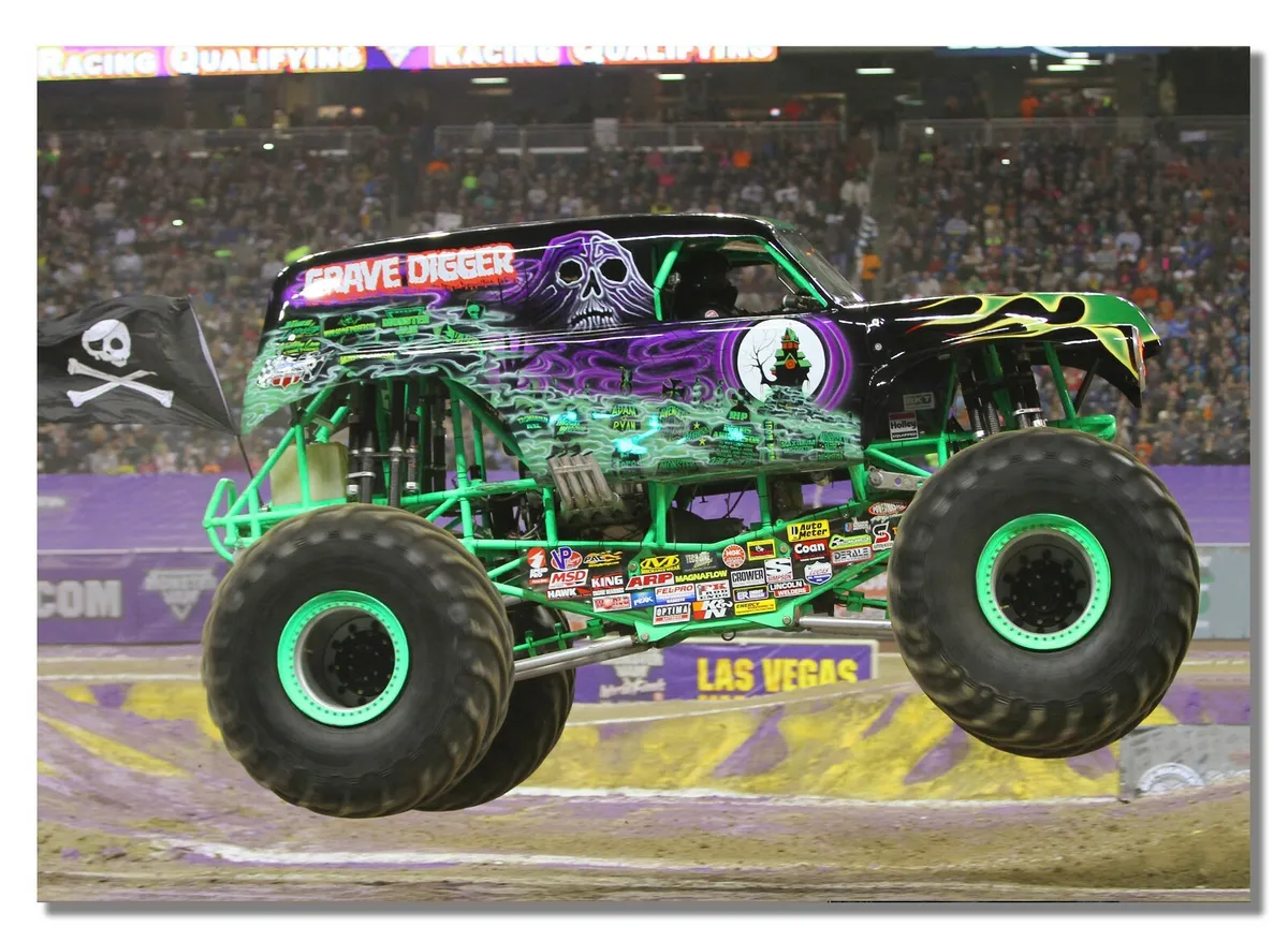 Monster truck print grave digger photo larger suspension and tires pickup poster