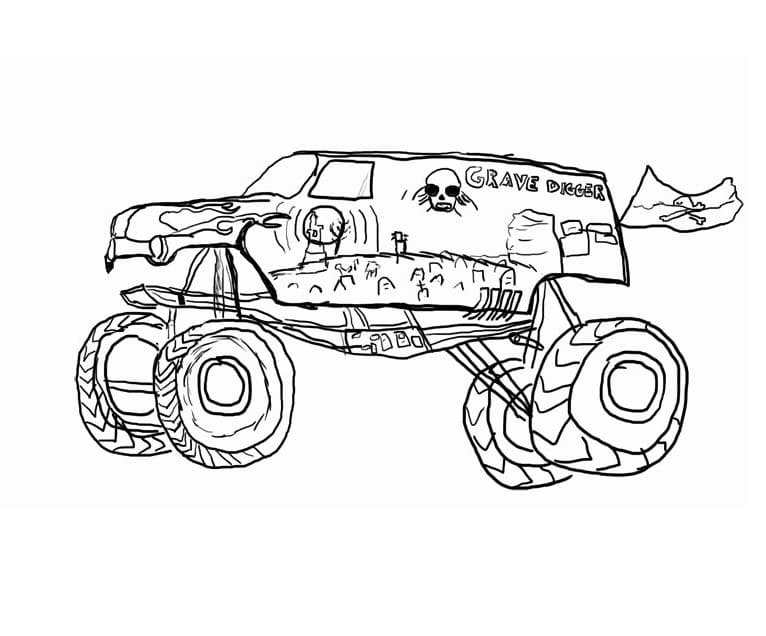 Free monster truck coloring page