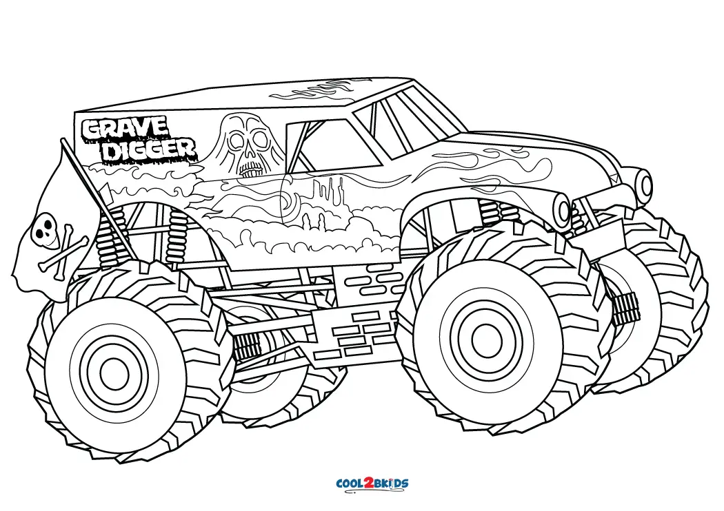 Free printable grave digger monster truck coloring pages for kids