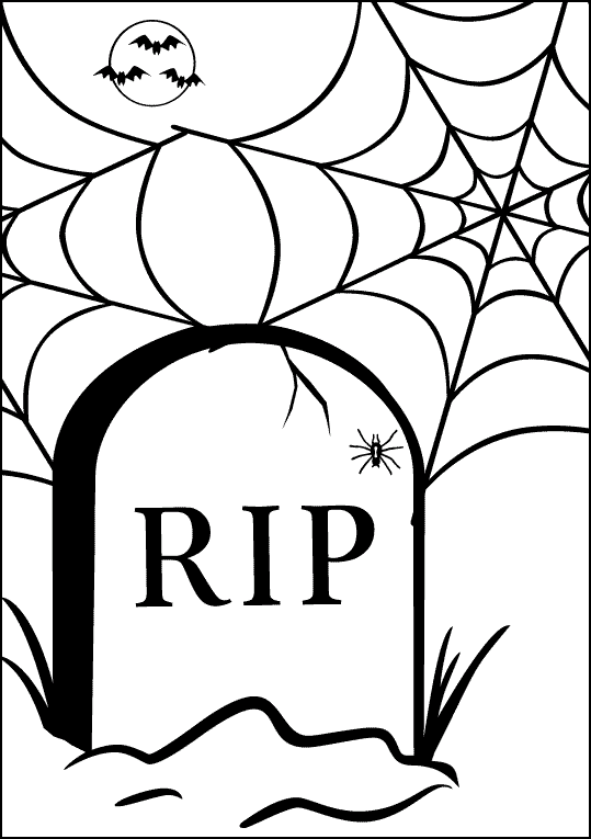 A gravestone with rip written on it coloring pages