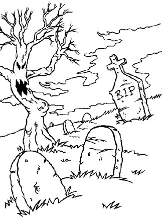 Spooky graveyard coloring page all kids network