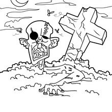 Zombie in the graveyard coloring pages