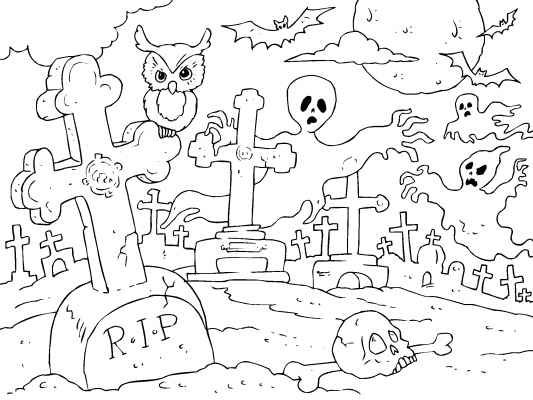 Halloween coloring pages spooky graveyard halloween coloring pages halloween coloring pages printable halloween coloring