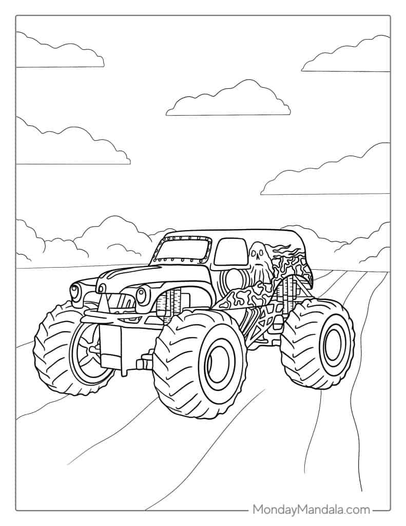 Monster truck coloring pages free pdf printables