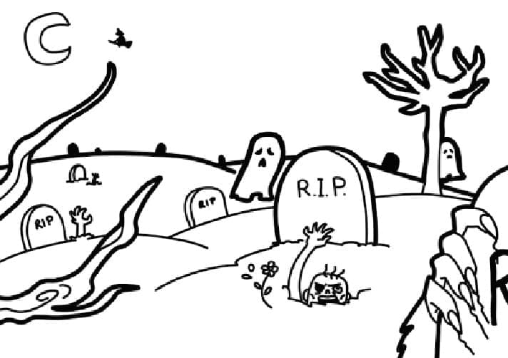 Cemetery coloring pages