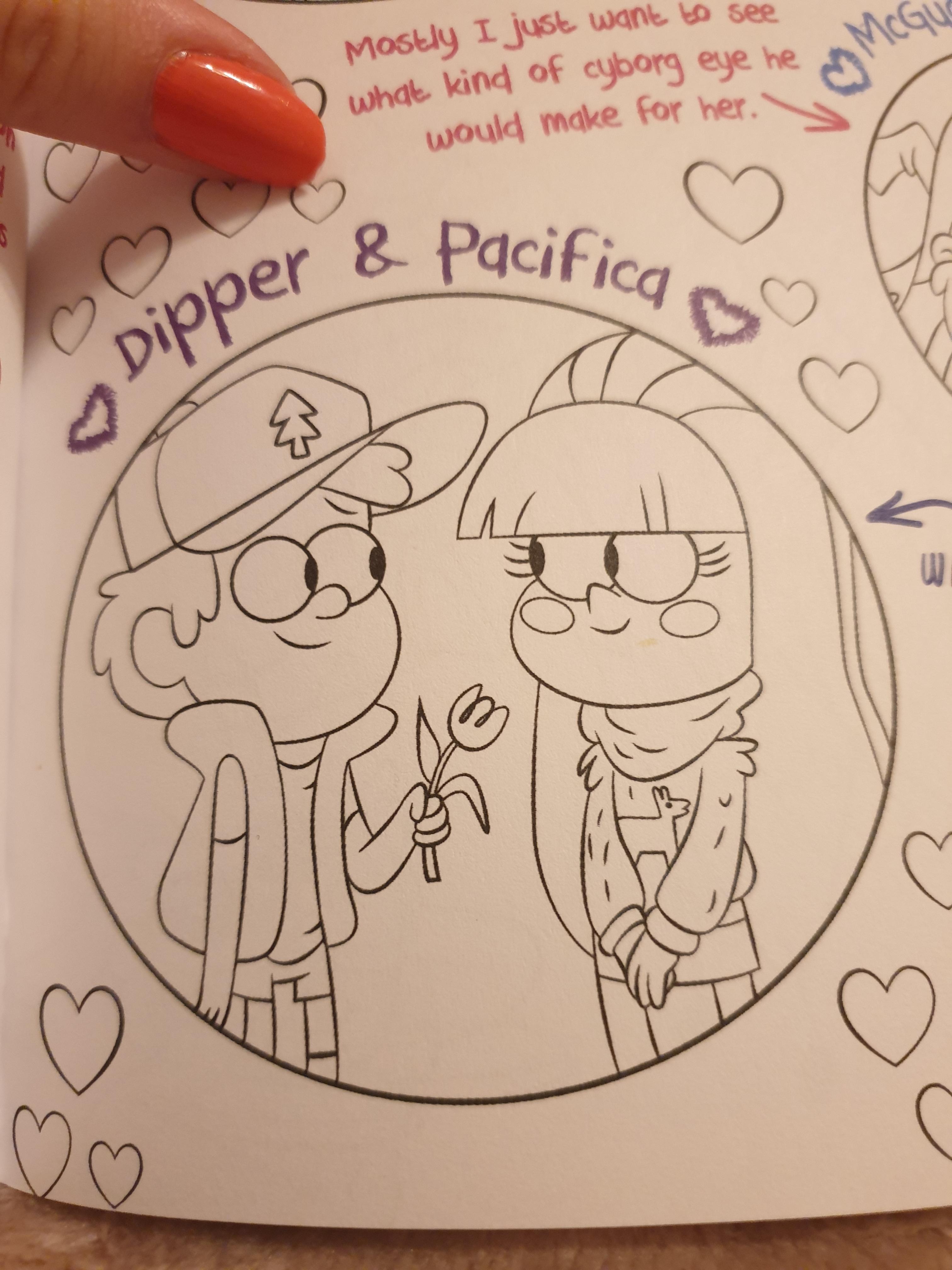 Ok so i got a gravity falls coloring book for my birthday in july i didnt really flip through it until tonight and saw this and i was flipping out i was