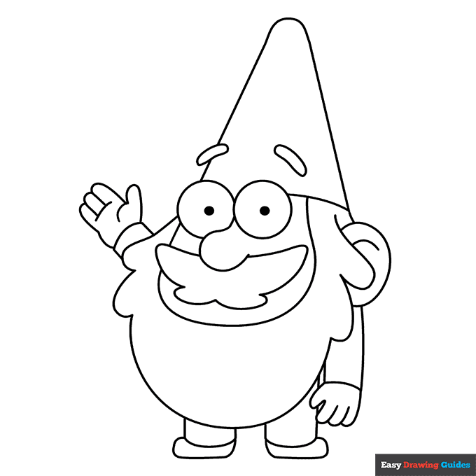 Gnome from gravity falls coloring page easy drawing guides