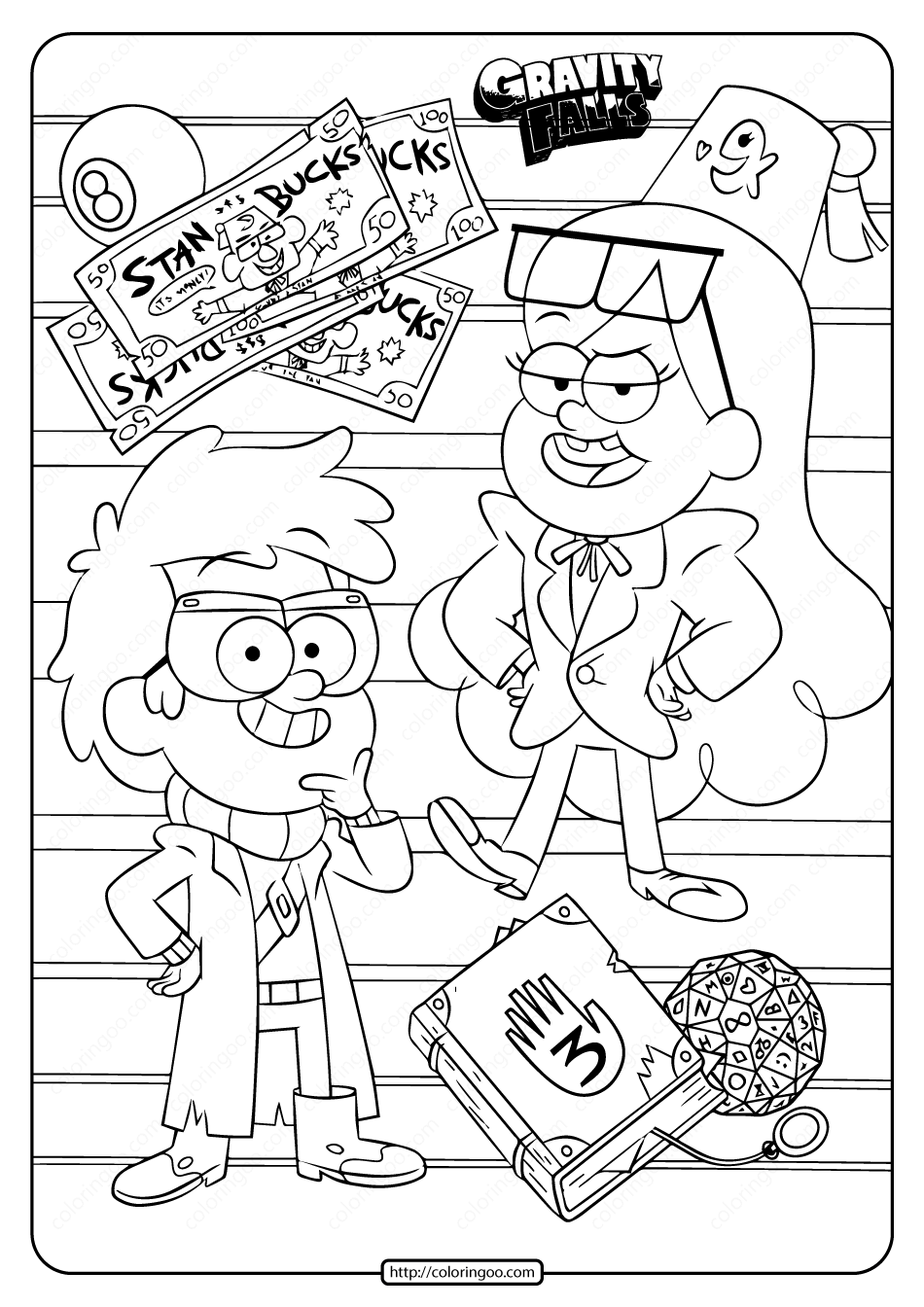 Printable disney gravity falls coloring page