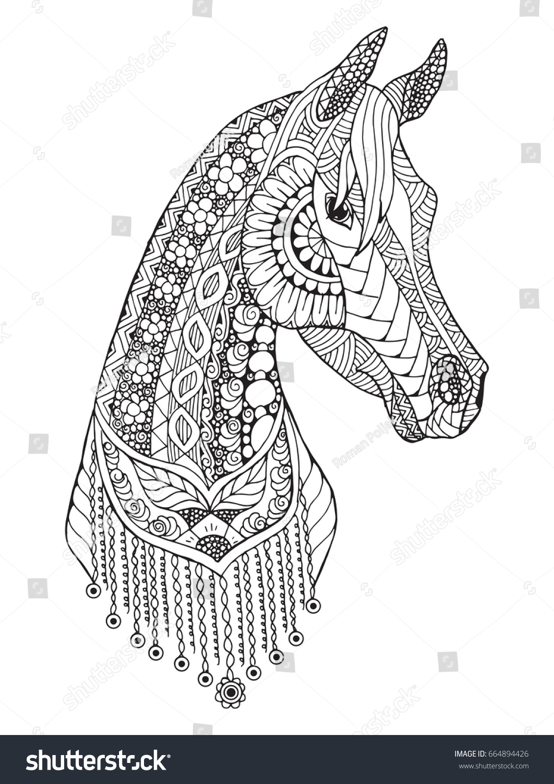 Hakuun arabian hevonen zentangle tyylitelty vektori kuva liittyvã vektorikuva rojaltivapaa