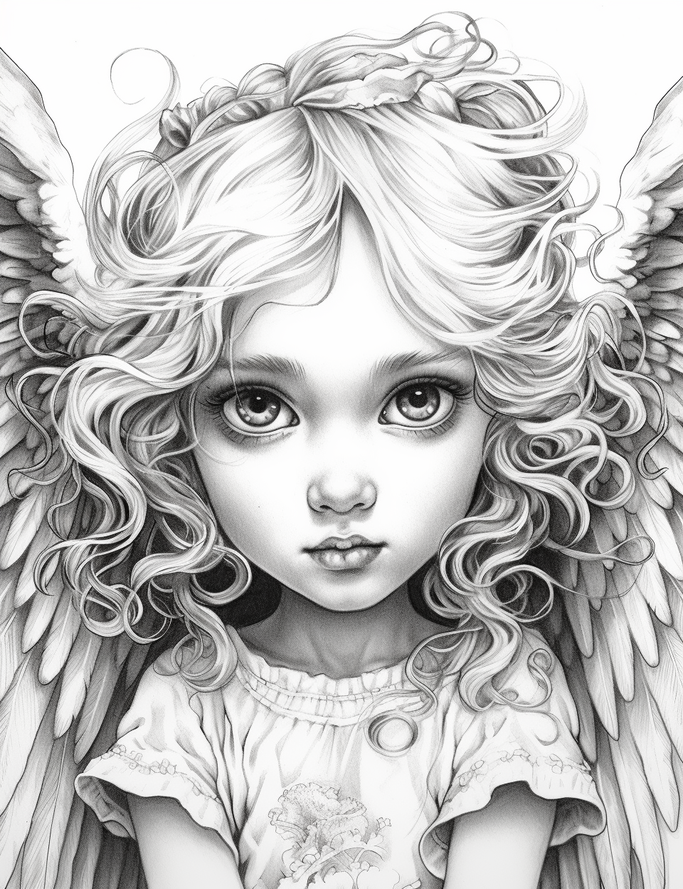 Free angel baby grayscale coloring pages printable for adults kids pd â coloring