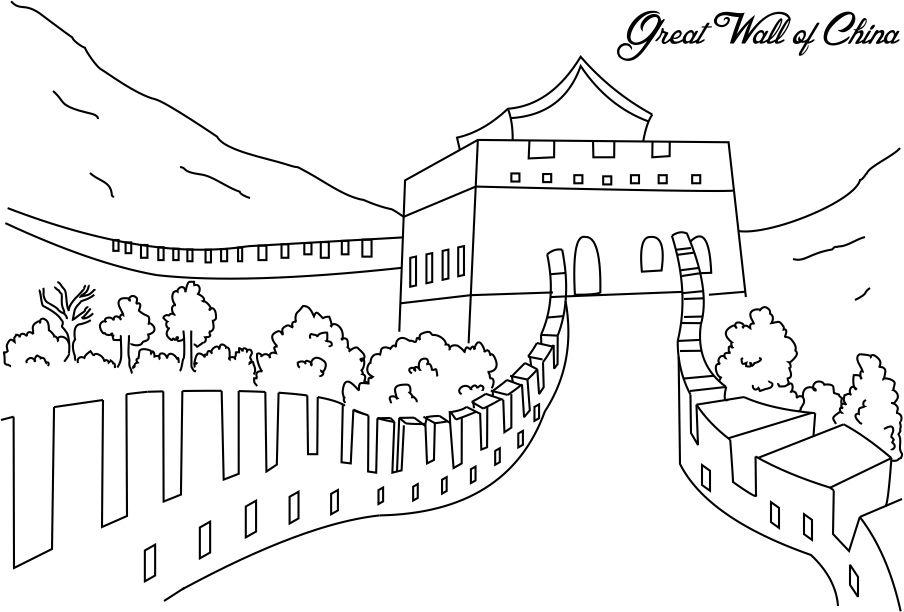 The great wall of china coloring page for kids