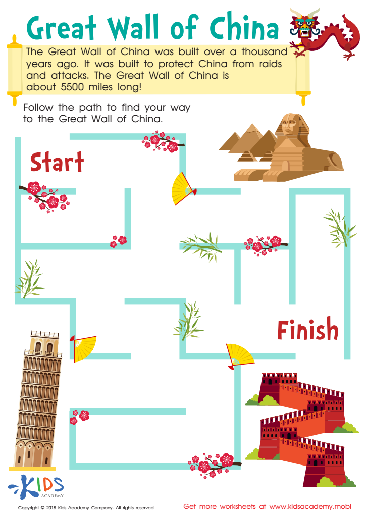 Great wall of china worksheet for kids